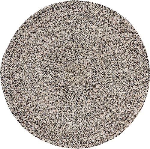 SAFAVIEH Colección trenzada - Alfombra redonda de 3 pies, color azul marino y marfil, hecha a mano, de algodón reversible, ideal para zonas de alto SAFAVIEH Colección trenzada - Alfombra redonda de 3 pies, color azul marino y marfil, hecha a mano, de algodón reversible, ideal para zonas de alto