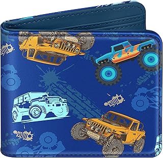 Bistup Cute Leather Wallet for Boys - Cool Credit Card Cash Id Holder Rfid Blocking Bifold Small Wallets With Coin Pocket Slim for Teens Little Boy Youth Cartoon Funny Unique Car Kawaii Design