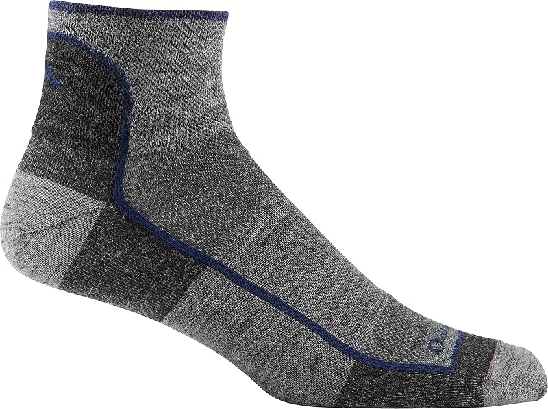Darn Tough Men's Quarter Lightweight Running Sock (Style 1715) - | 55% Merino Wool, True Seamless Toe, keeps feet dry, all-weather performance, arch support, knit in Vermont USA