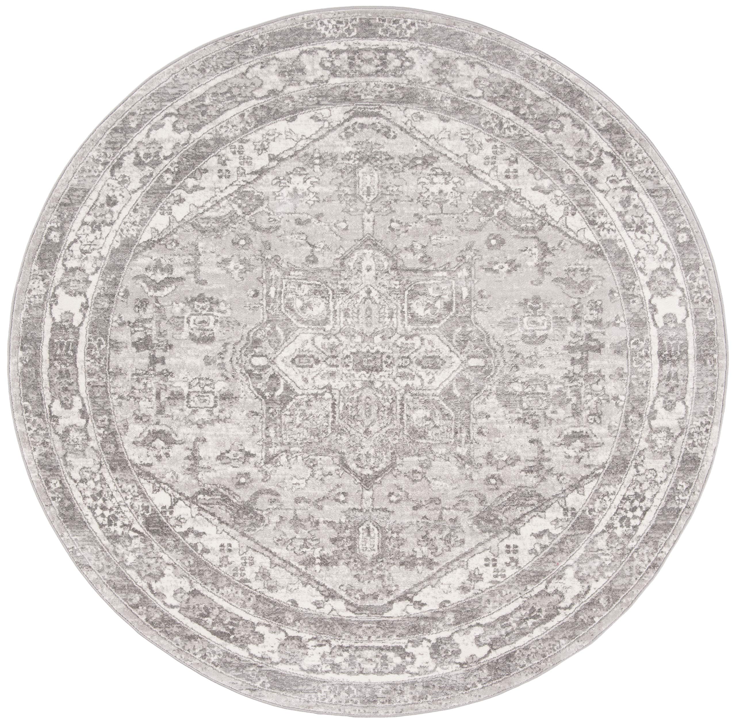 Safavieh Traditional Rug for Living Room Dining Room, Bedroom - Brentwood Collection, Short Pile, in Cream and Grey, 90 x 90 cm - Image 3