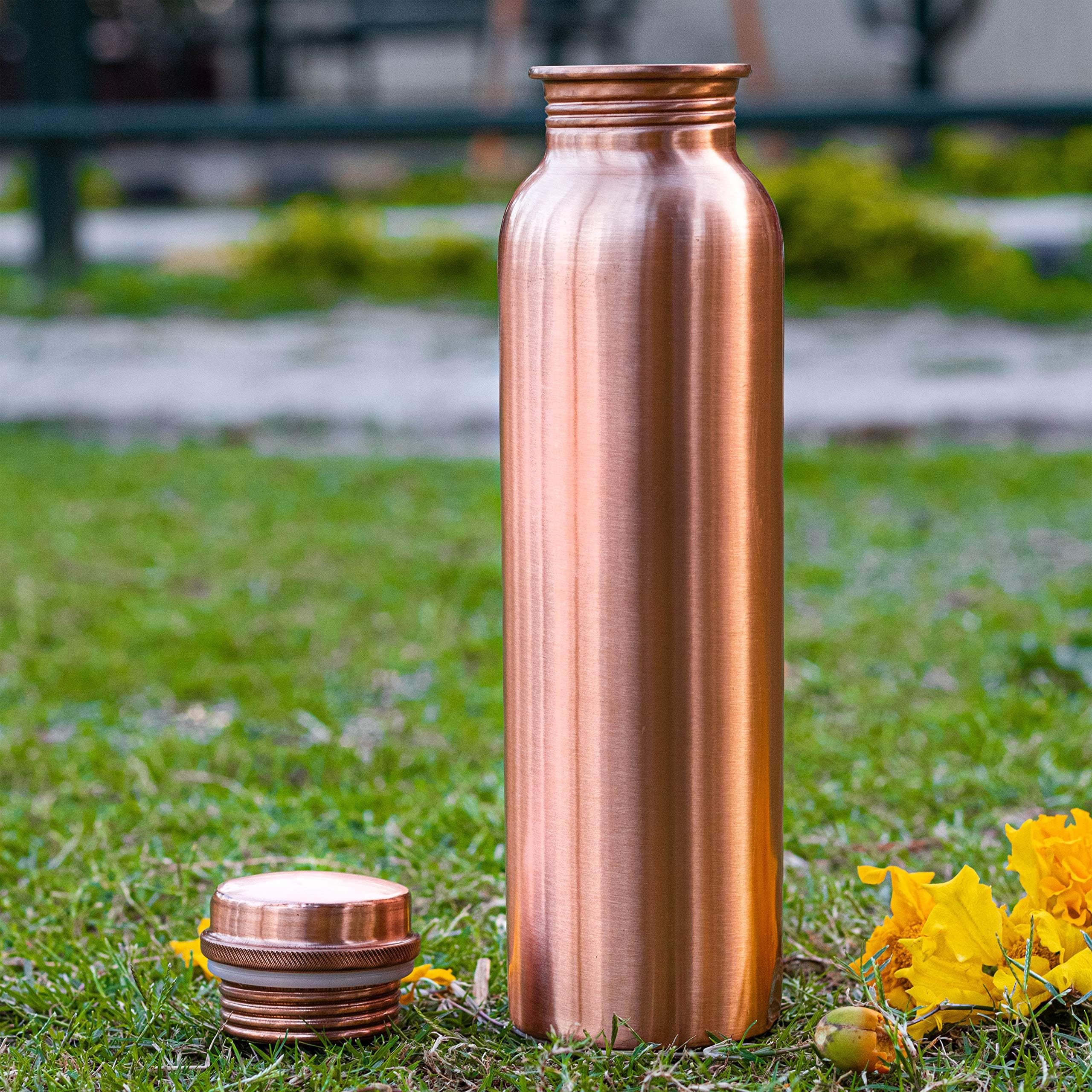 Copper Bottle, Set of 1, 1000 ml, Brown
