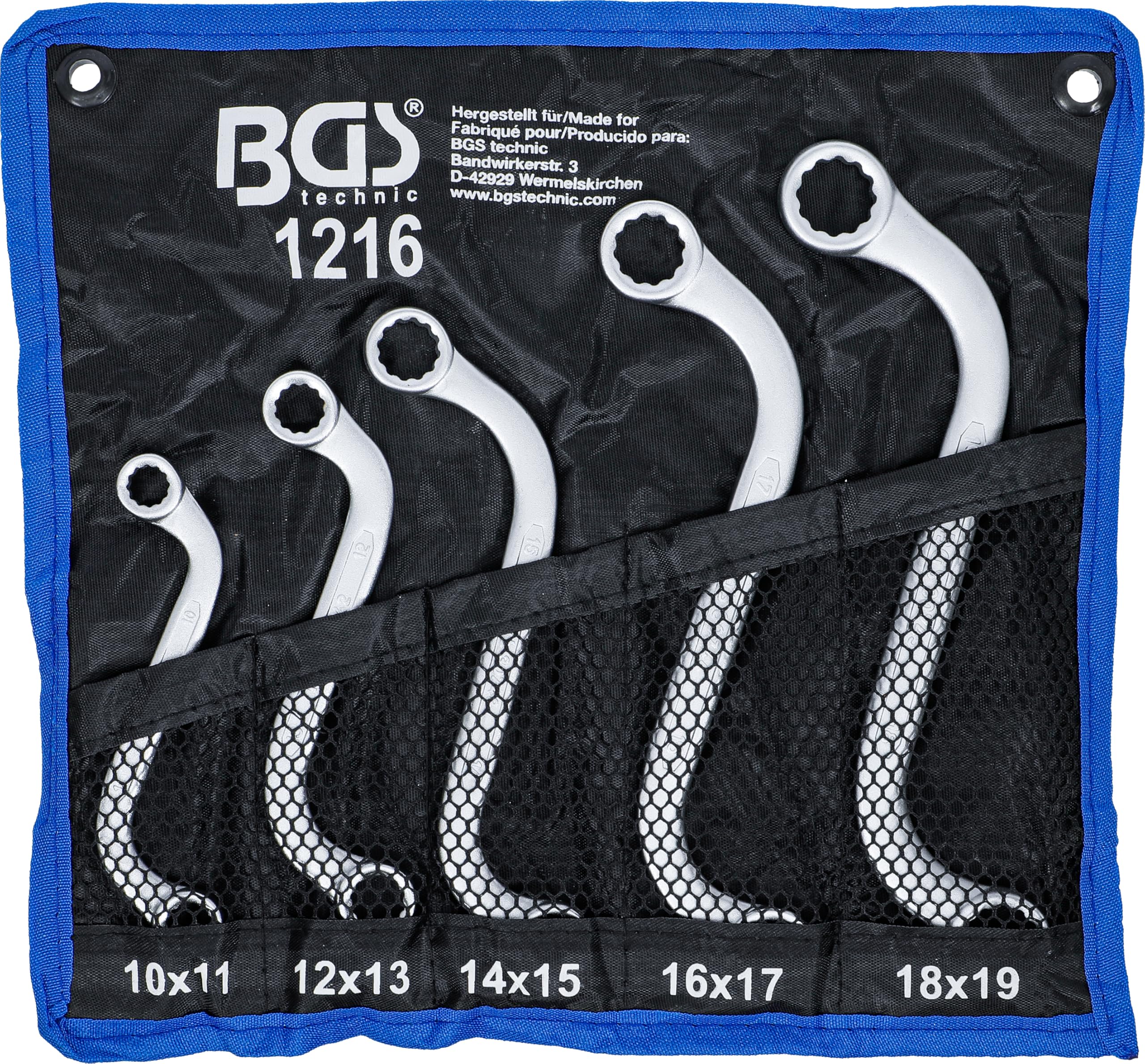 BGS 1216 | Zestaw kluczy oczkowych dwustronnych | typu S | 10 x 11 - 18 x 19 mm | 5 szt.