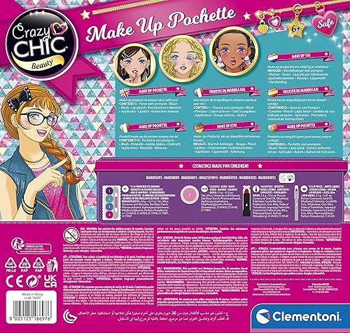 Miniatura 3 de Clementoni 18697 Crazy Chic Pochette - Juego de maquillaje para niñas de 6 años, multicolor