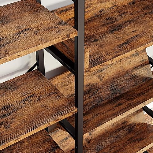 Miniatura 7 de IRONCK Estantería triple ancha para tocadiscos industrial, de 6 niveles, estantería grande Etagere con marco de metal para sala de estar, oficina en