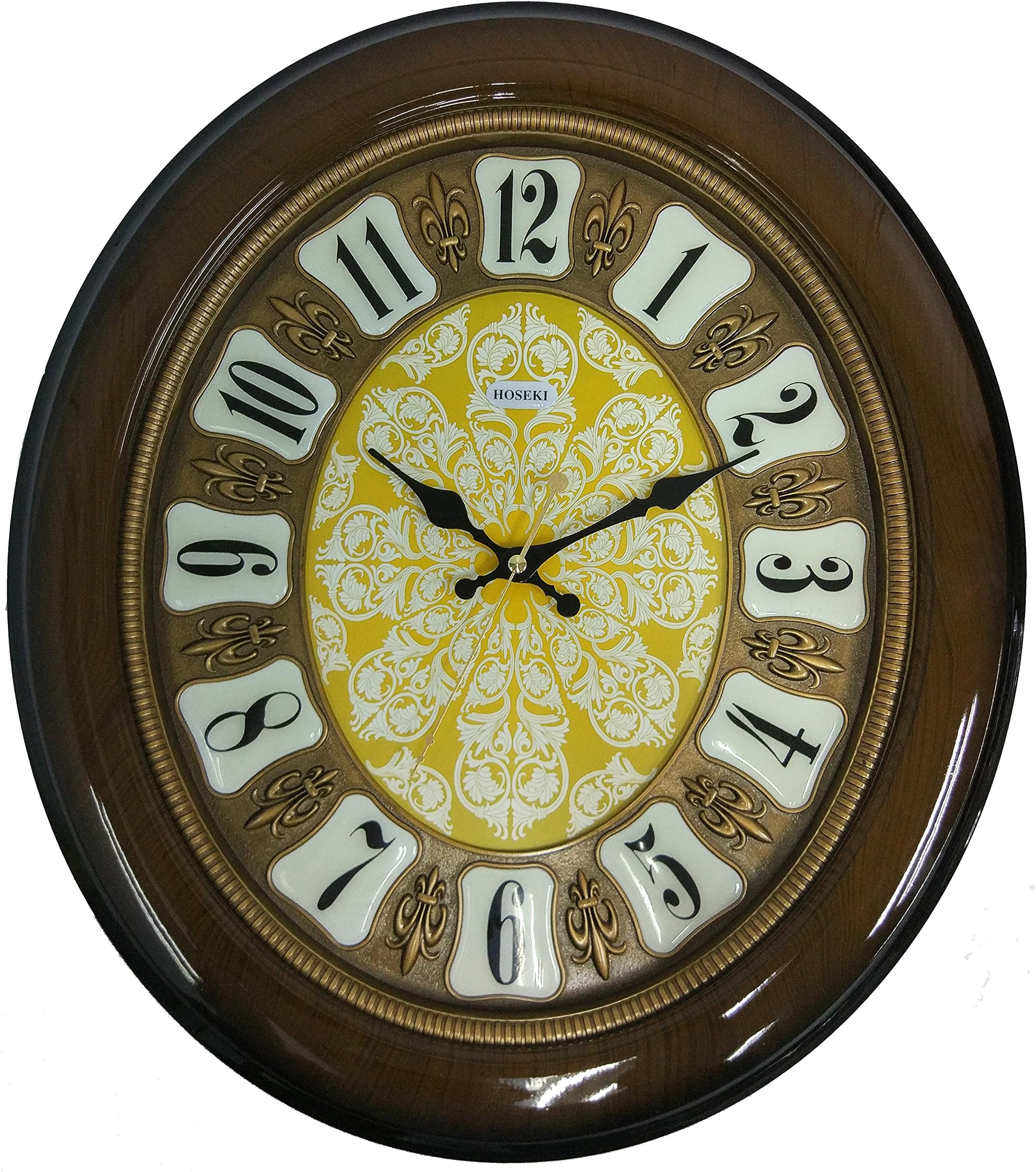 17 inch with Sweep Second/Non Ticking Hand Wall Clocks, for Indoor Living Room. Large Number, Battery Operated with Polished Chestnut Design (H-9221)