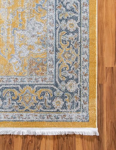 Miniatura 8 de Unique Loom Baracoa Collection - Alfombra rectangular de 5 pies 5 pulgadas x 8 pies, color amarillo y marfil