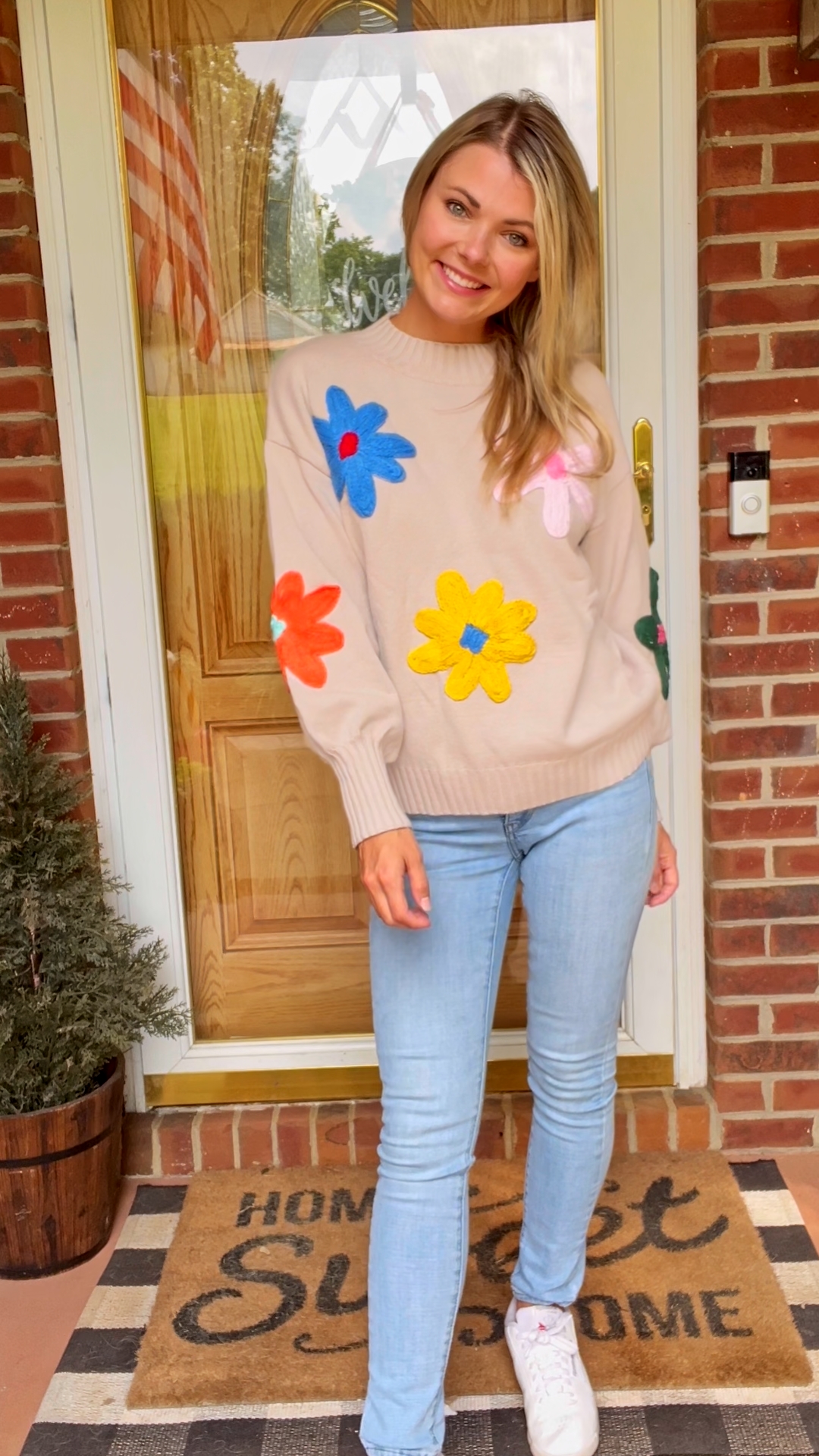 ZESICA Women's Long Puff Sleeve Sweaters Casual Crewneck Ribbed