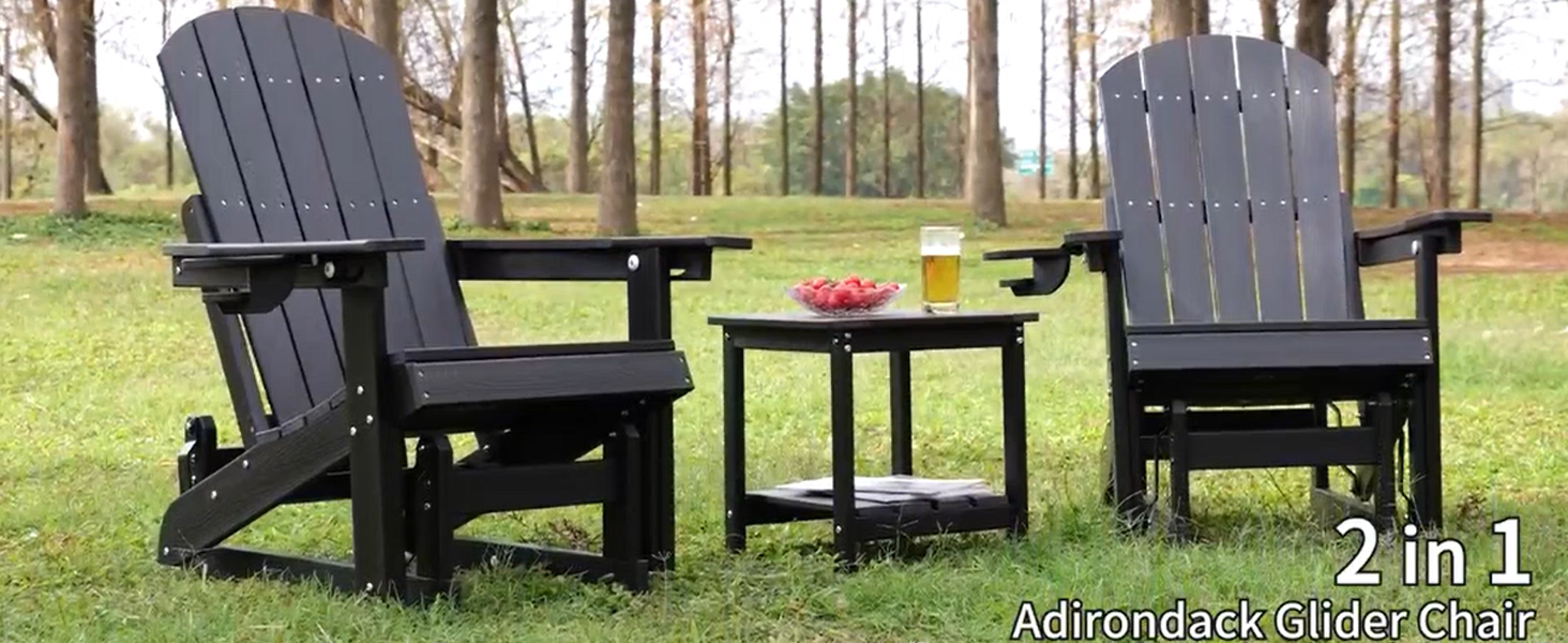 Amazon.com : Kibaso Outdoor Glider Chair with Cup Holder, HDPE