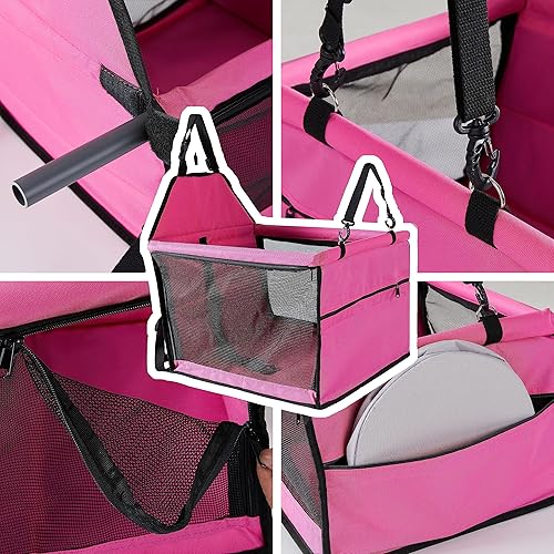 Miniatura 3 de Pigirdle Asiento de viaje para perro, elevador de auto para mascotas con correa de seguridad con clip, tubo de soporte reforzado anticolapso, bolsas
