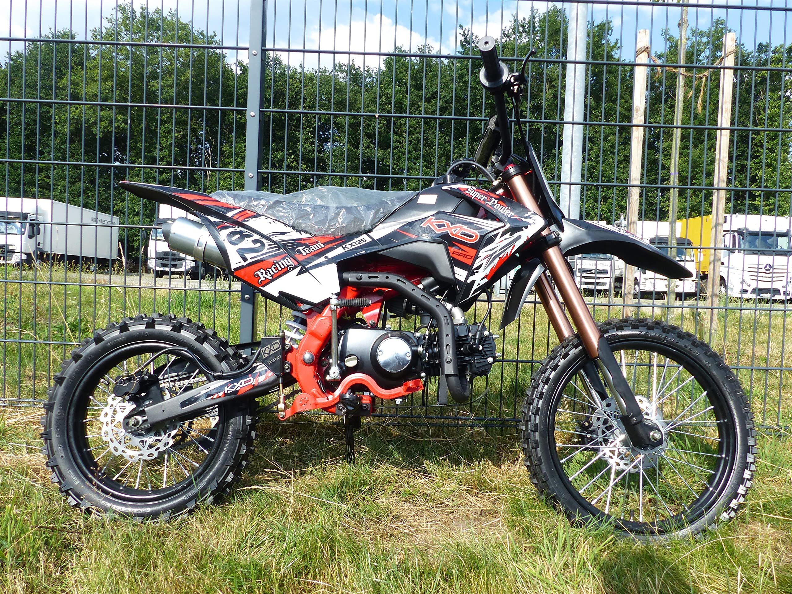 125ccm Dirtbike Cross Bike Pocketbike KXD 609 4 Takt 4 Gang Manuel 17/14" Rot