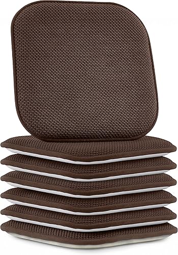 Elegant Comfort Paquete de 6 fundas de cojín para silla, parte trasera de goma antideslizante, 16 x 16 pulgadas, fundas gruesas de asiento de forma