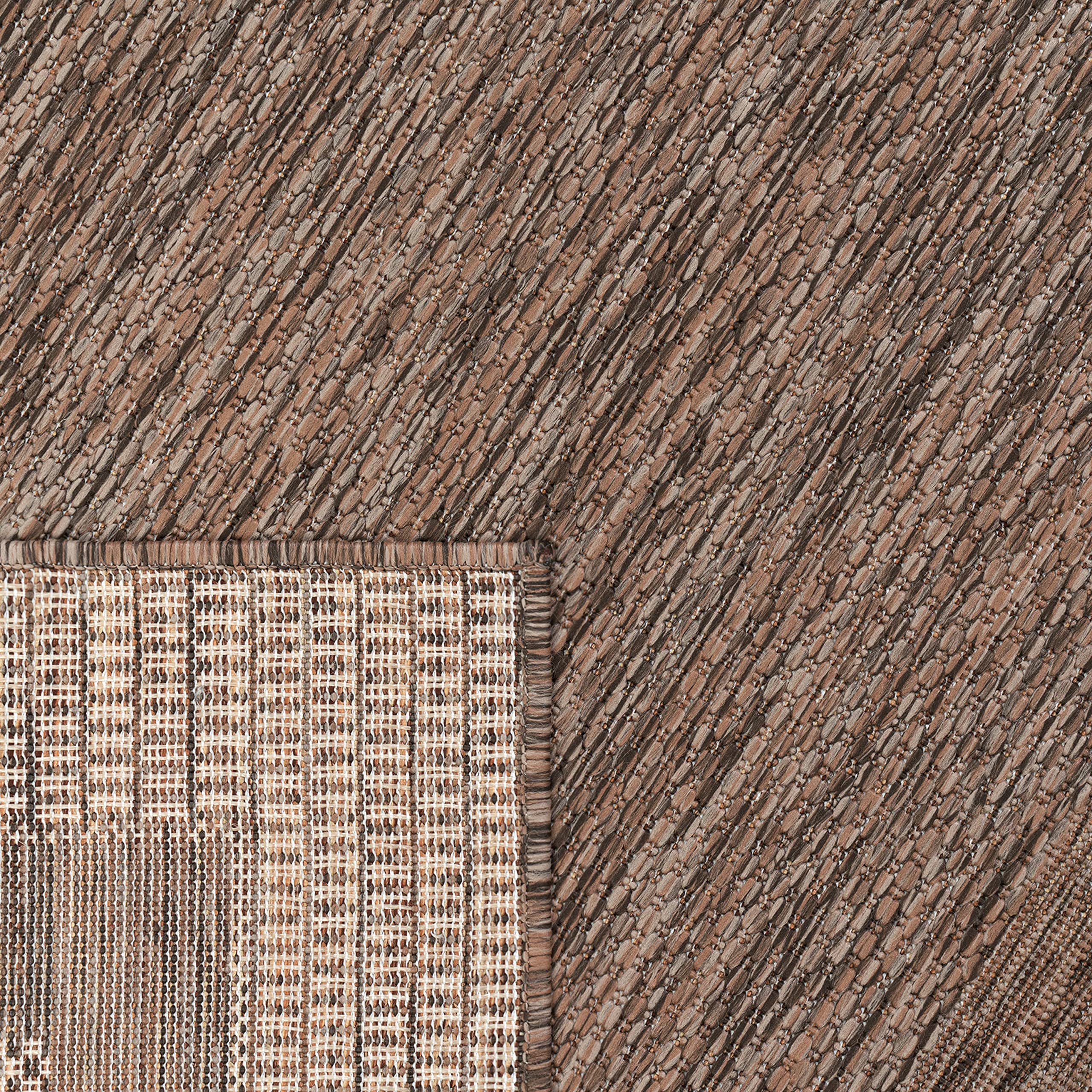 Paco Home Outdoor Teppich wetterfest & pflegeleicht Flachgewebe in Sisal-Optik mit Bordüre UV-beständig Modern für Balkon, Terrasse, Garten, Wohnzimmer, Grösse:160x220 cm, Farbe:Braun