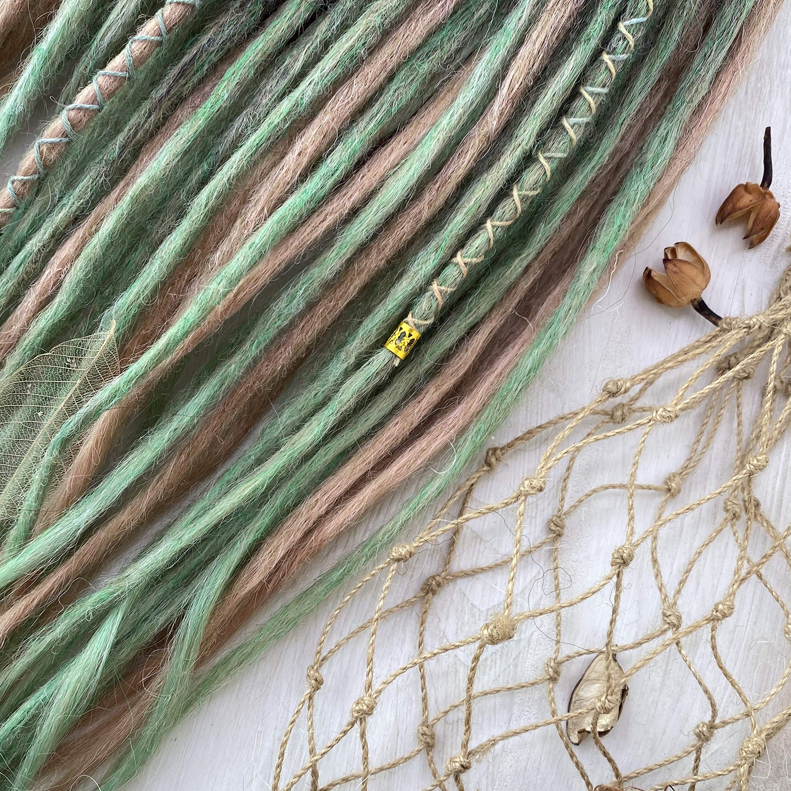 Buy Synthetic Dreads, Natural Light Brown and Green, Ombre Dreads, Synthetic dreads, de dreads