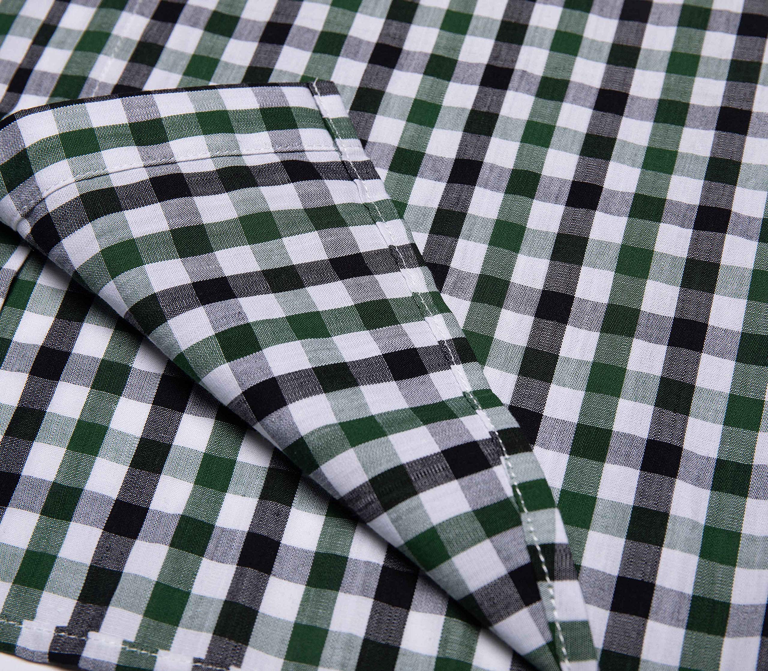 Bienzoe Camisa deportiva de manga corta de algodón a cuadros para niño - verde - 12-13 años