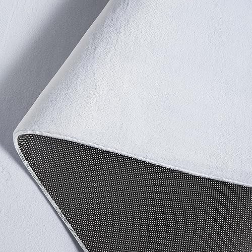 Miniatura 3 de Safavieh Alfombra de área de colección de piel de conejo sintética, 6 x 9 pies, color plateado, lavable a máquina, antideslizante, diseño sólido,