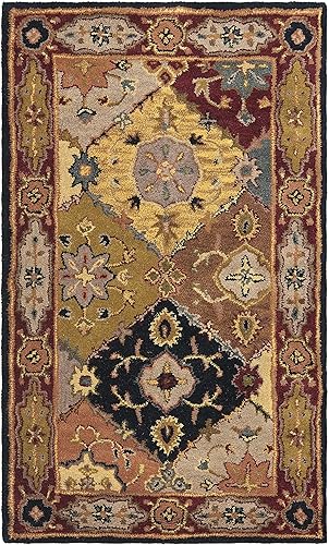 SAFAVIEH Heritage Collection - Alfombra decorativa de 2 pies 3 pulgadas x 4 pies, multicolor y roja, hecha a mano, lana oriental tradicional, ideal