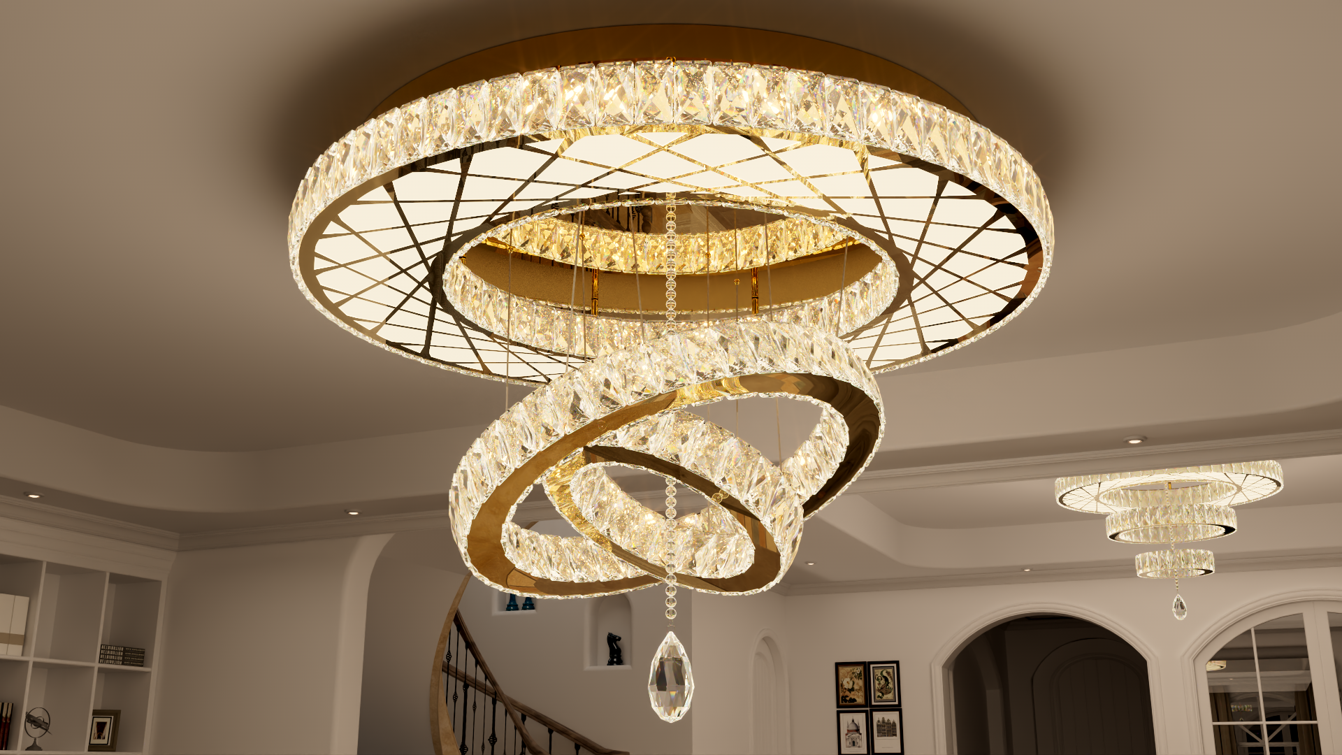 AYM✨ HAIXIANG Crystal Glam Chandelier LED Ceiling Light Living