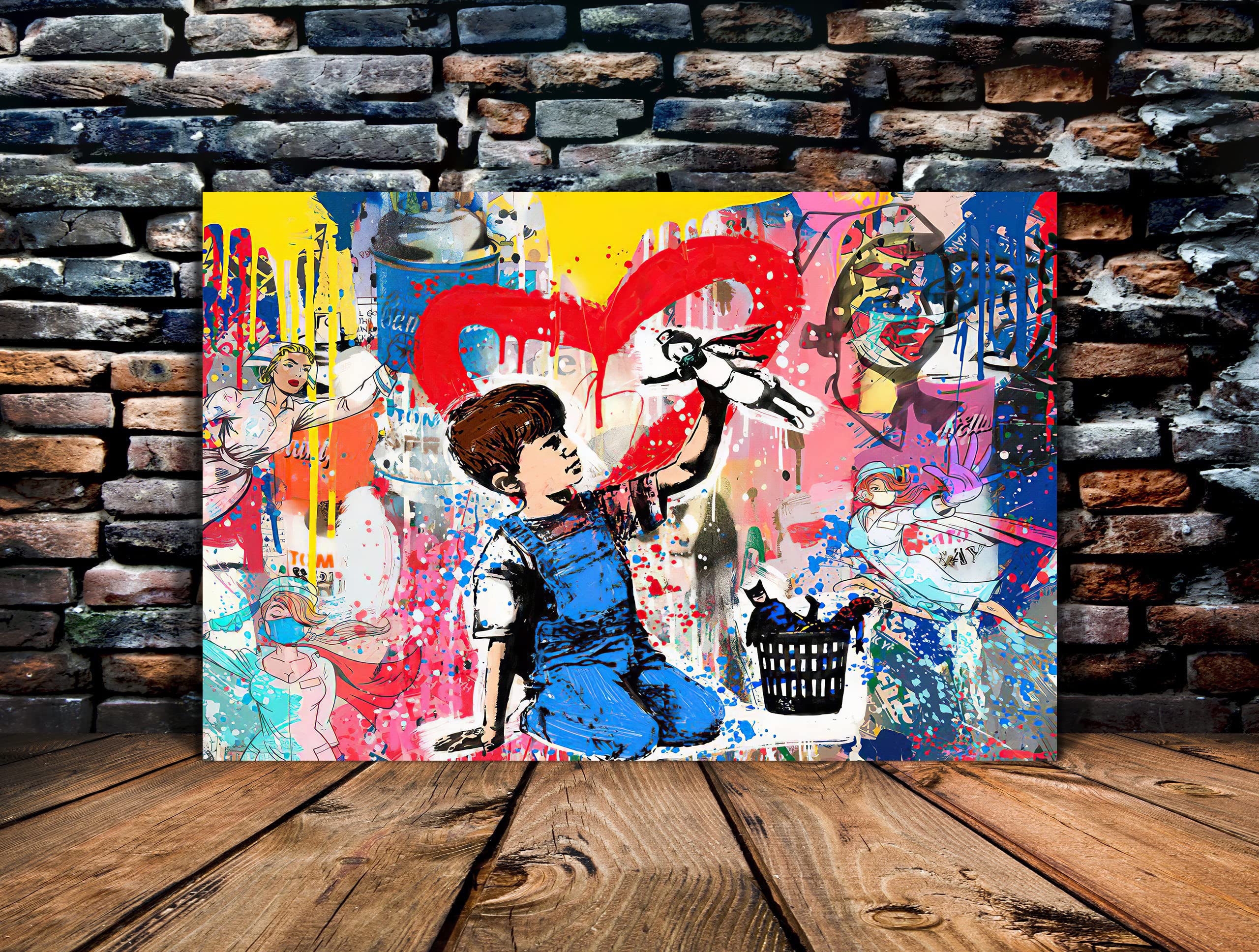 ストリートアート 子供とおもちゃの絵画 Amazon.co.jp: Banksy グラフィティ ストリートアート 小さな子供