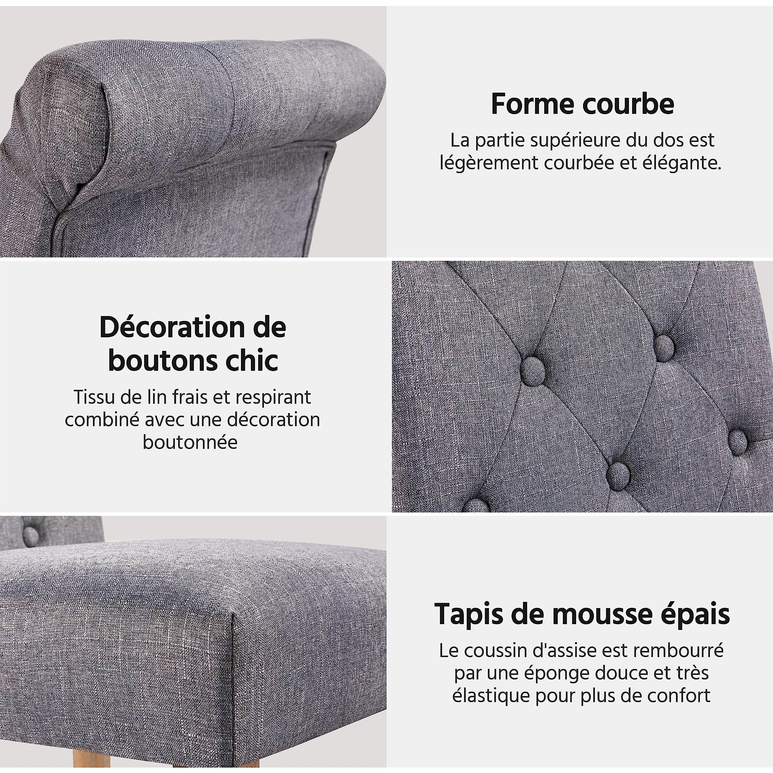 Yaheetech 6 Chaises de Salle à Manger avec Chêne Tissu Chaise de Salon Mobilier pour Bureau Cuisine Bar Réunion Hôtel 45,5 x 62 x 98,5cm Gris foncé
