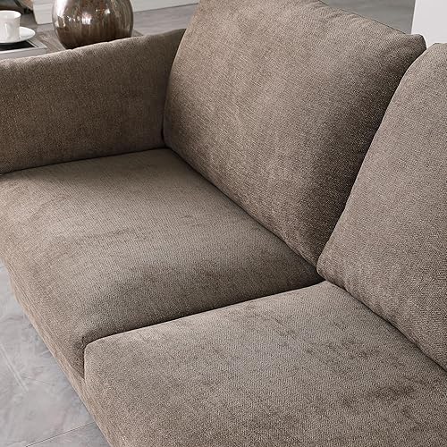 Miniatura 5 de Holaki Sofá biplaza moderno de 70.10 pulgadas para sala de estar, sofá de felpilla de tela con marco de madera maciza, reposabrazos y patas