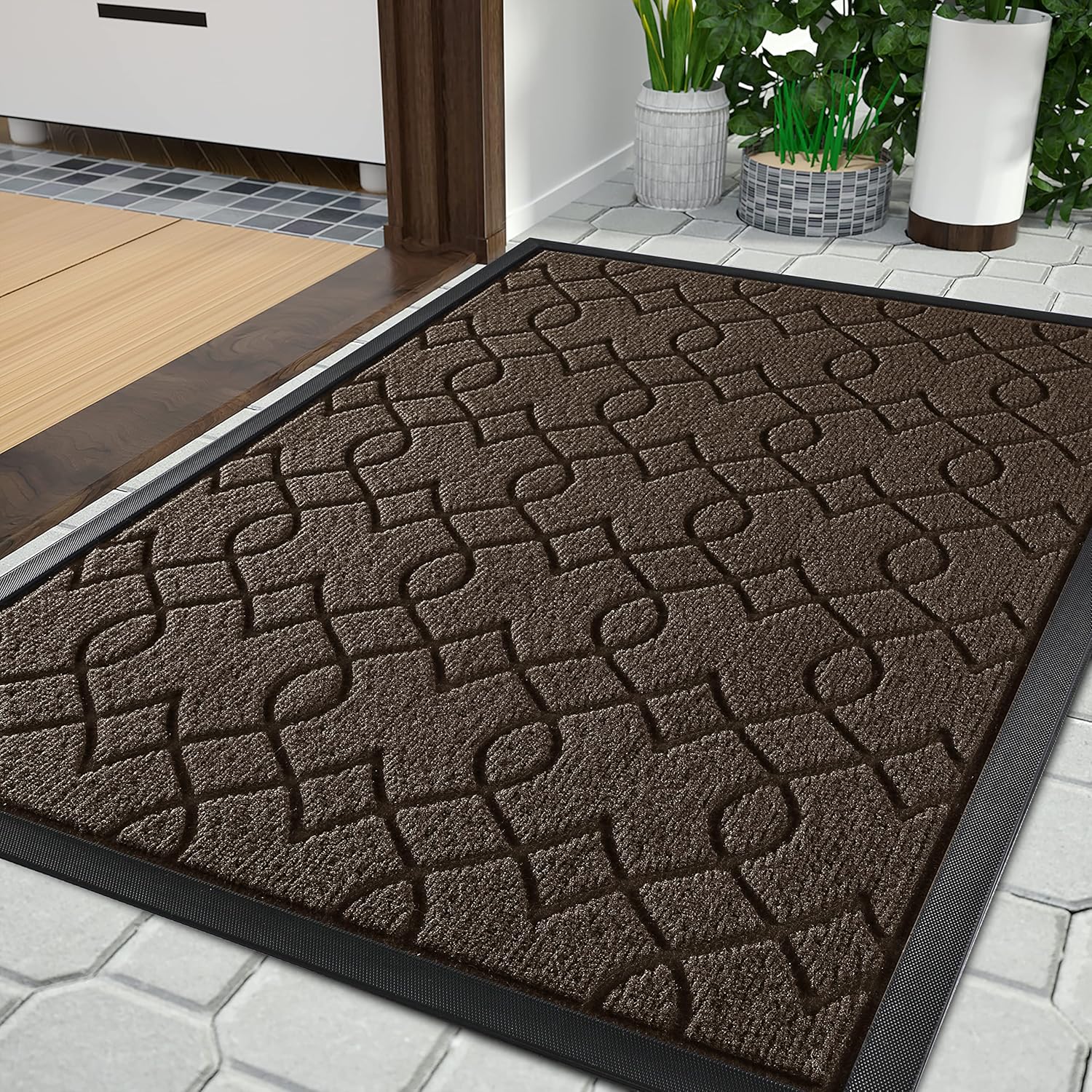 Yimobra Front Door Mats, Heavy Duty Water Absorbent Mud Resistant Easy