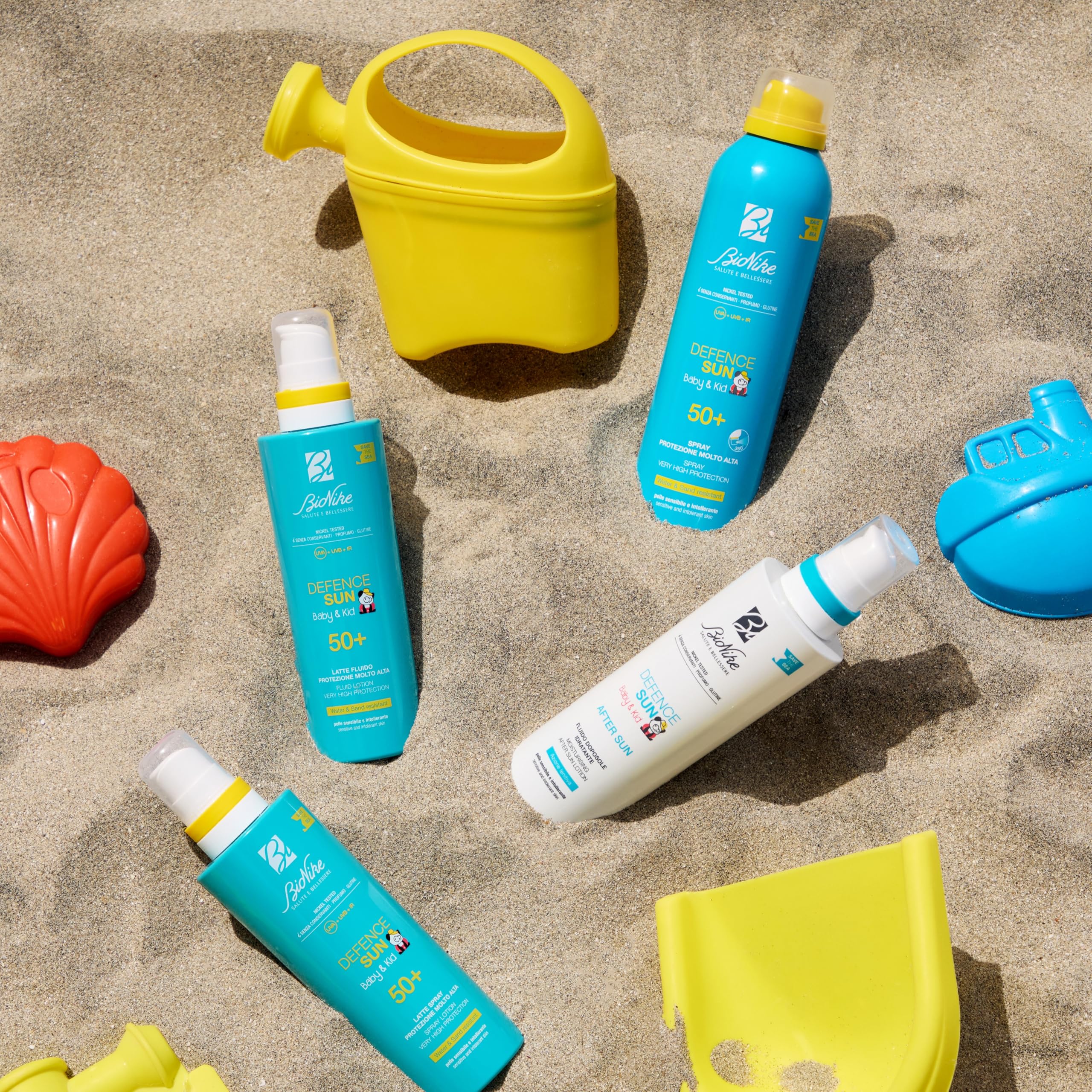Bionike Defence Sun Baby & Kid - Latte Solare Fluido per Bambino e Neonato, Azione Protettiva, Effetto Waterproof e Anti-sabbia, Lenisce e Ripara la Pelle, 200 ml