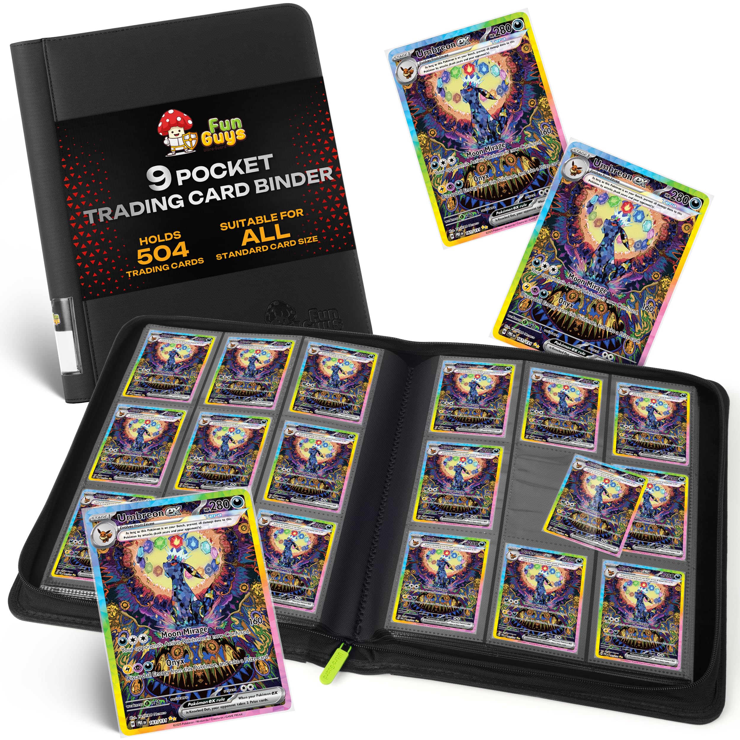 FunGuys Trading Card Binder, 9 Pocket, 504 Side Loading Sports