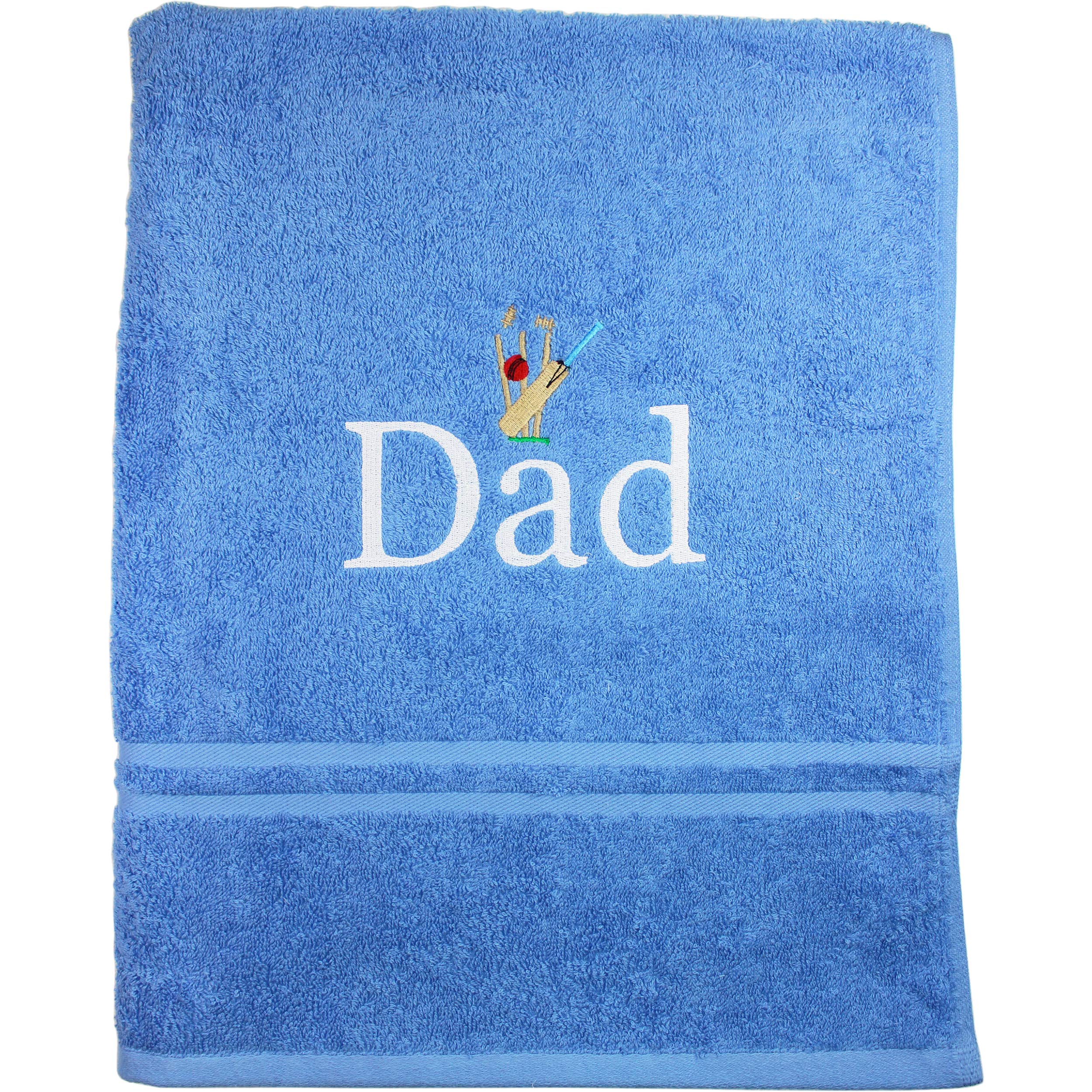 Teddyts Blue Personalised Cricket Embroidered Towel (Blue)