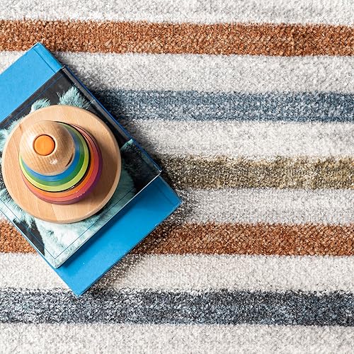 Miniatura 10 de nuLOOM ROS Striped Columns Alfombra lavable a máquina, 8x10, beige