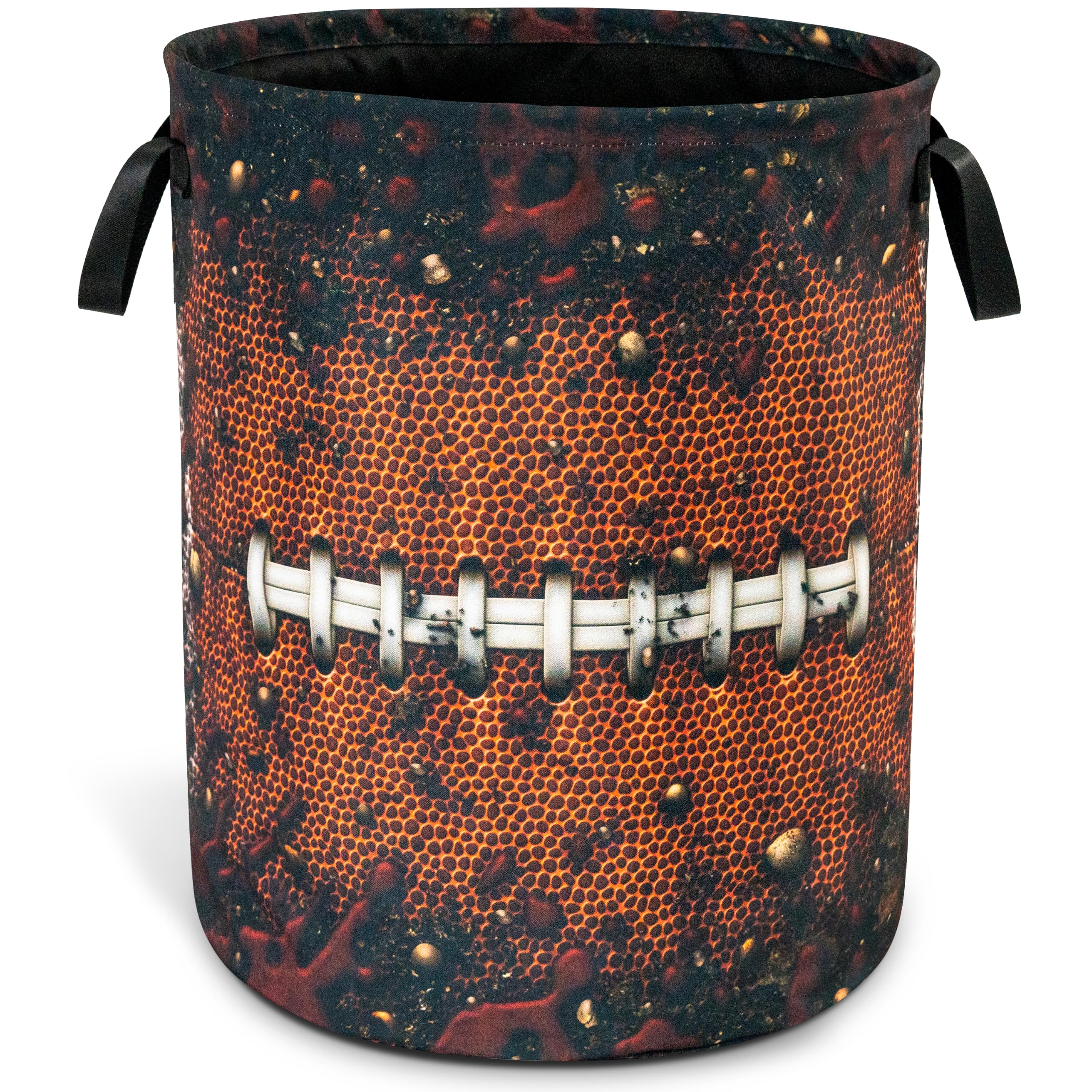 Football Texture Laundry Basket Foldable Oxford Cloth Hamper 18.9 x 16.5 In