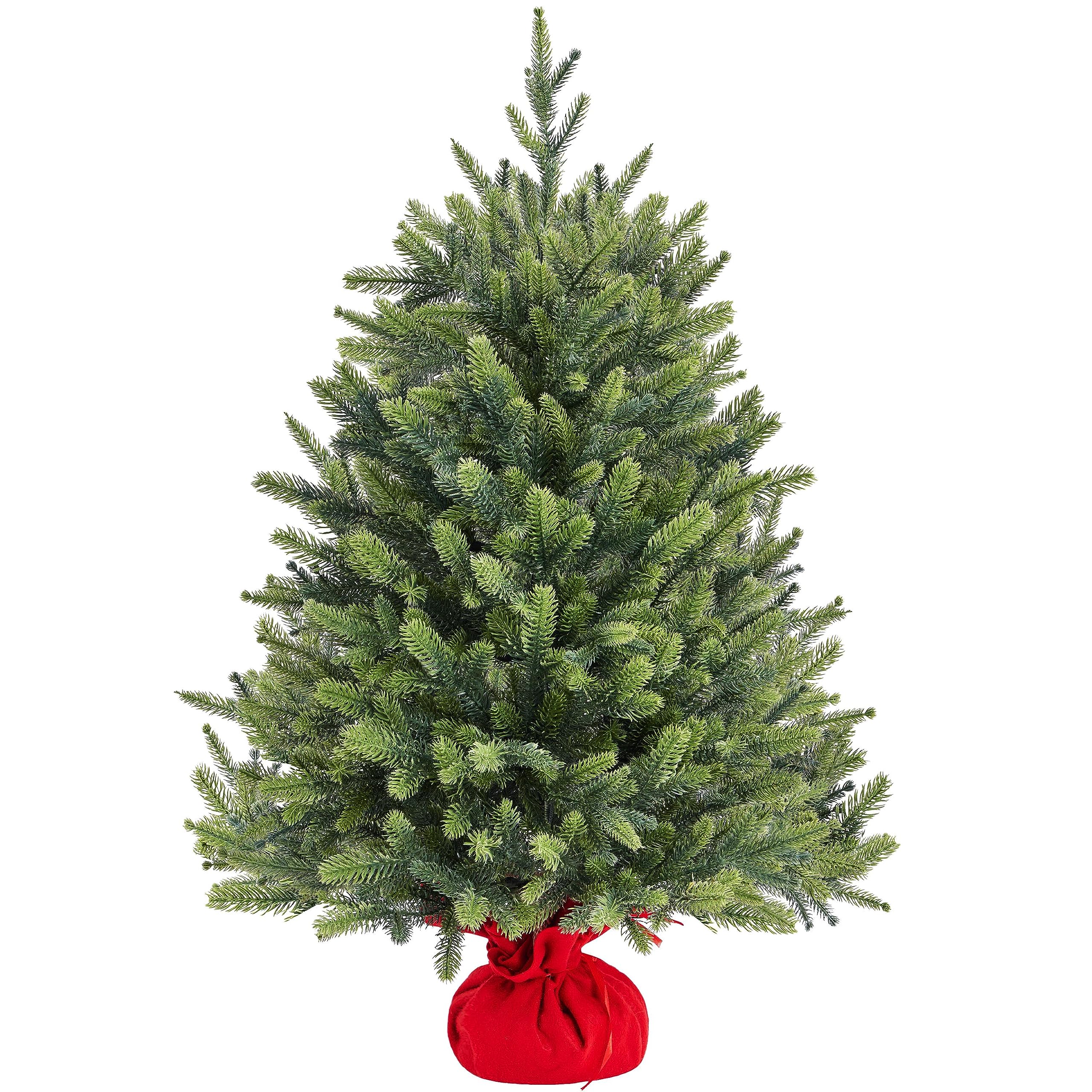 Yaheetech Mini Albero di Natale Artificiale Piccolo da Tavolo con Base Portatile in Miniatura Realistico Ornamenti per Casa Ufficio Interno (Verde, 91 cm)