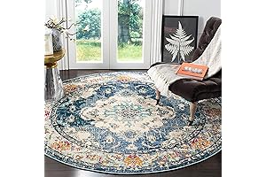 SAFAVIEH Monaco Collection Area Rug - 8' Round Navy & Light Blue