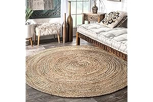 nuLOOM Rigo Hand Woven Jute Area Rug, 4' Round, Natural