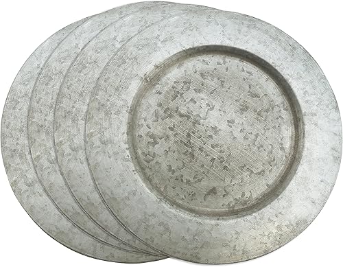 Miniatura 2 de SARO LIFESTYLE CH372.S13R Sousplat Collection - Placa de carga de metal envejecida con acabado galvanizado, plateado, 13 pulgadas