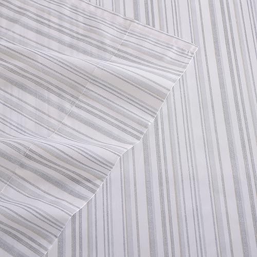 Miniatura 4 de Tommy Bahama - Juego de sábanas de algodón percal frescas y suaves para decorar el hogar con elegancia (modelo de rayas grises Kahanu Stripe, tamaño