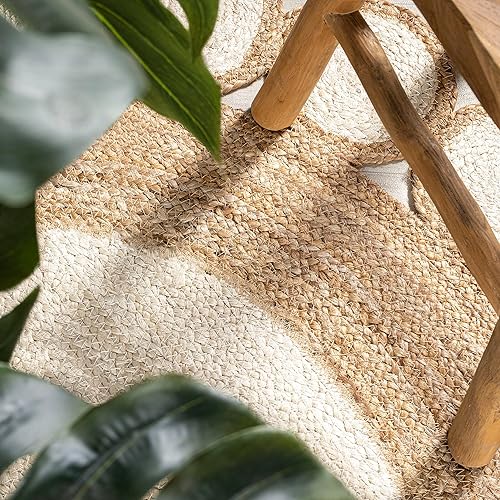 Miniatura 4 de JONATHAN Y RNF113A-4R Skye - Alfombra de dos tonos con borde circular de yute para interiores, geométrica, cabaña, costera, fácil limpieza,