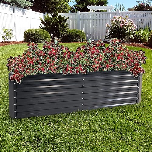 Miniatura 9 de Sunnydaze Cama de jardín rectangular elevada de 71 pulgadas, kit de maceta de acero Galvalume para cama de flores, color gris oscuro
