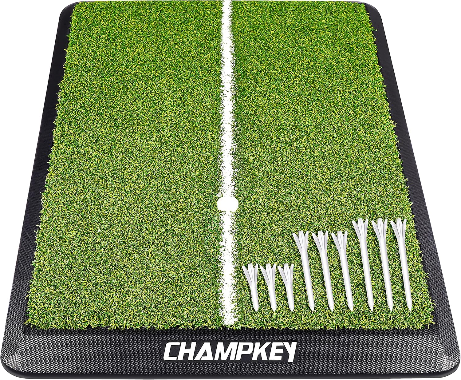CHAMPKEY Premium Golf Hitting Mat with Alignment Guides (9 Golf Tees