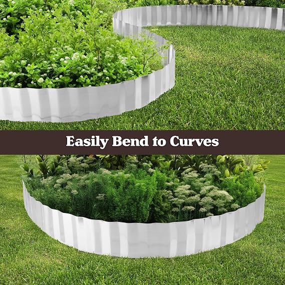 Metal Edging for Landscaping - 6.25in x 16.5ft Flexible Corrugated Galvanized Steel Landscape Edging - Garden Edge Border for DIY Flower Beds Tree Rings or Lawn Boarder by Pure Garden (Silver)