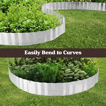 Metal Edging for Landscaping - 6.25in x 16.5ft Flexible Corrugated Galvanized Steel Landscape Edging - Garden Edge Border for DIY Flower Beds Tree Rings or Lawn Boarder by Pure Garden (Silver)
