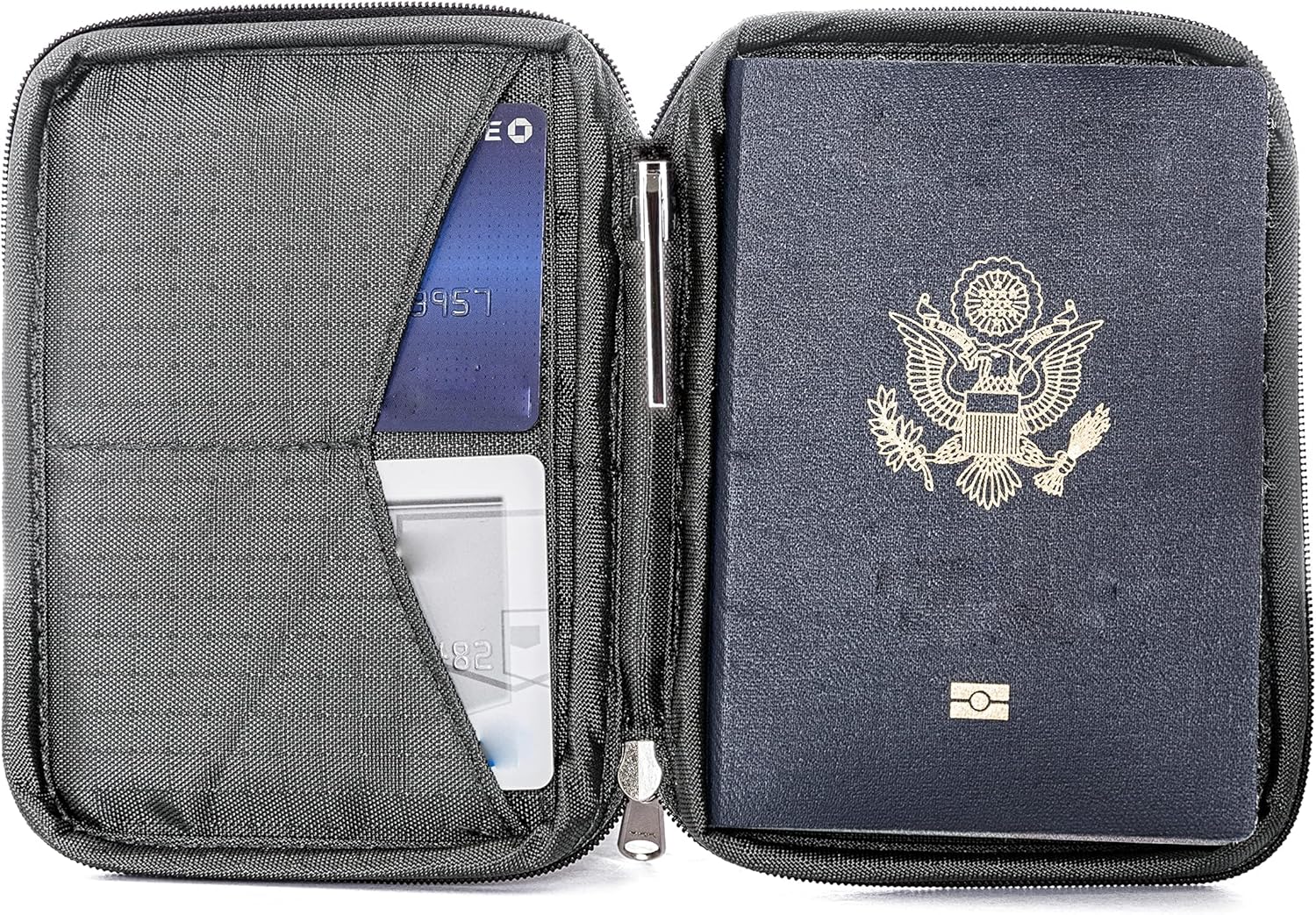Passport Holder & Travel Wallet with RFID Blocking – Premium Document Organizer Case for Men and Women – Holds Passports, Cards, Tickets, ID, Cash – Compact Zippered Wallet – Shadow Passport Holder & Travel Wallet with RFID Blocking – Premium Document Organizer Case for Men and Women – Holds Passports, Cards, Tickets, ID, Cash – Compact Zippered Wallet – Shadow