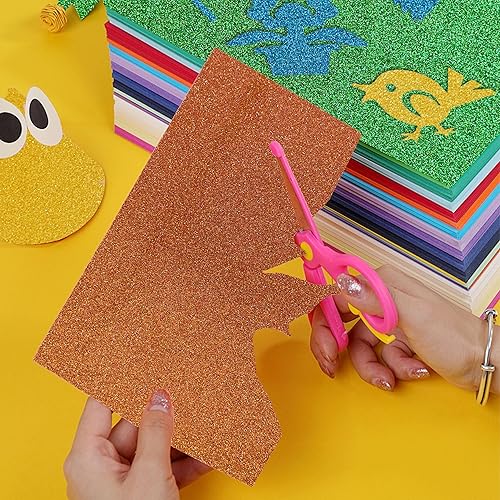 Miniatura 20 de YZH Crafts - Papel de cartulina con purpurina, sin desprendimiento, papel para manualidades y proyectos de bricolaje, papel brillante para hacer