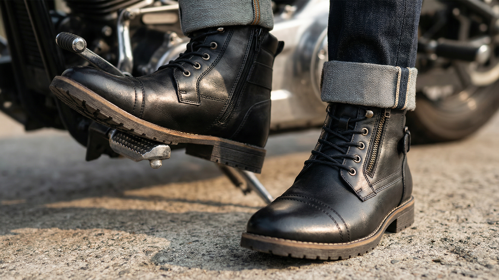Amazon.com | Vostey Men's Boots Motorcycle Combat Black Dress Ankle Boots  for Men (BMY678A allblack 07)