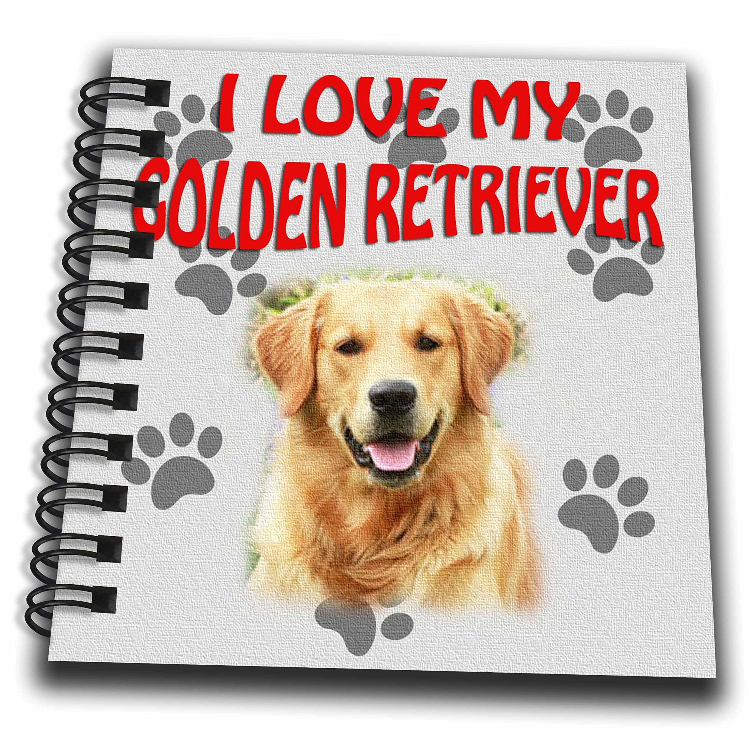 3D Rose I Love My Golden Retriever. Canvas. Cute Dog Mini Notepad, 4" x 4"