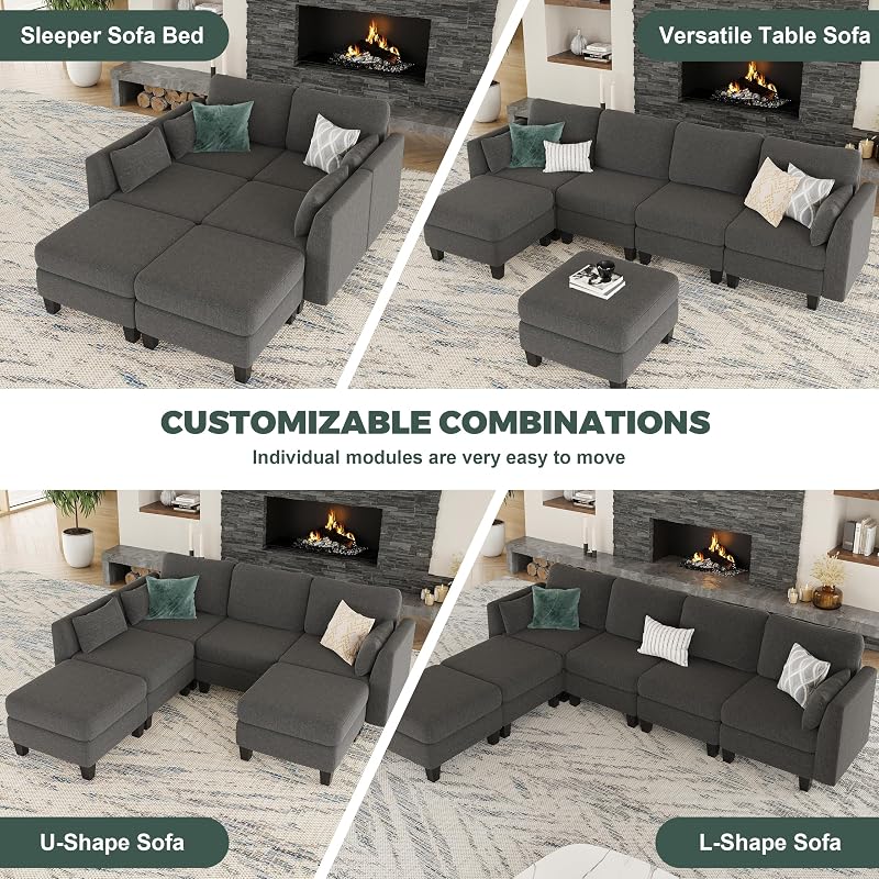Dowiean Modular Sectional Sofa 6 Seaters Modular Sleeper Sofa Couch image 4