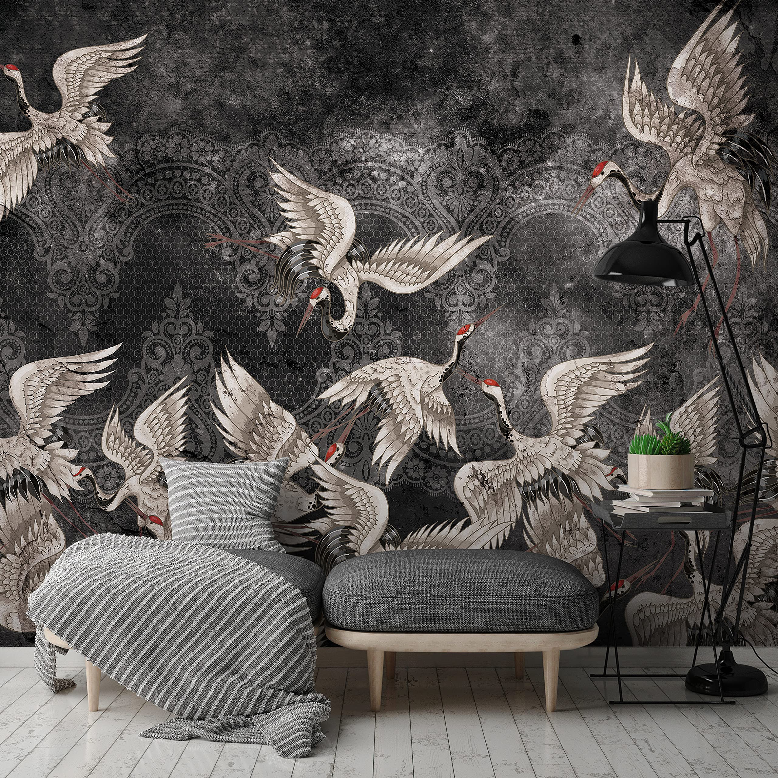 WallArena - Żurawie do tapet winylowych - VEXL (208 x 146 cm) 2 sztuki tapety do salonu i sypialni - - Tapety - Pokrycie ścian - Ściana funkcyjna i ściana ze zdjęciami - Żuraw