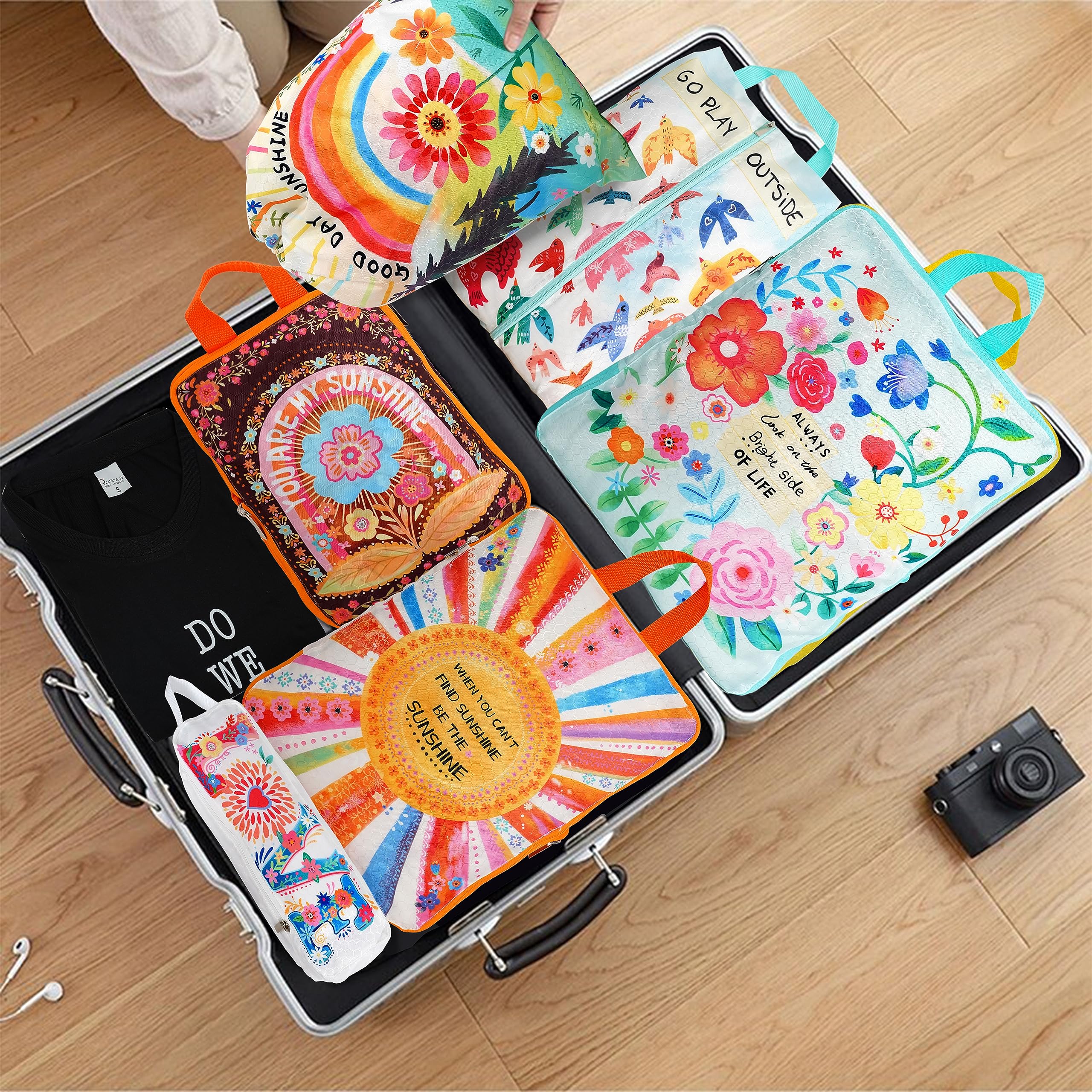 Kompressions-Verpackungswürfel für Reisen, 6er-Set, natürliches Leben, Gepäck-Organizer, leicht, wasserdicht, erweiterbar/Kompressionsbeutel, Bohemia, geruchsdicht, Reisepackwürfel für Koffer