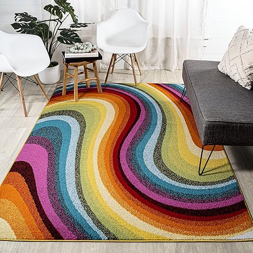 Miniatura 4 de Eyely CZD100A-8 Dazzle Flow - Alfombra de interior con diseño de remolinos abstractos para niños y novedosa moderna clásica transicional,