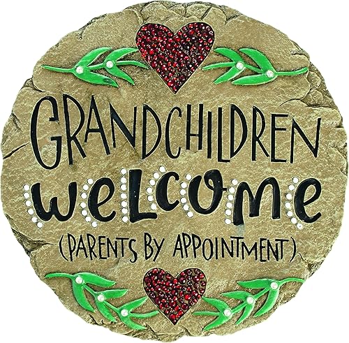 Carson Home Acentos Beadworks Nietos Bienvenidos Jardín Piedra, Resina (10154)