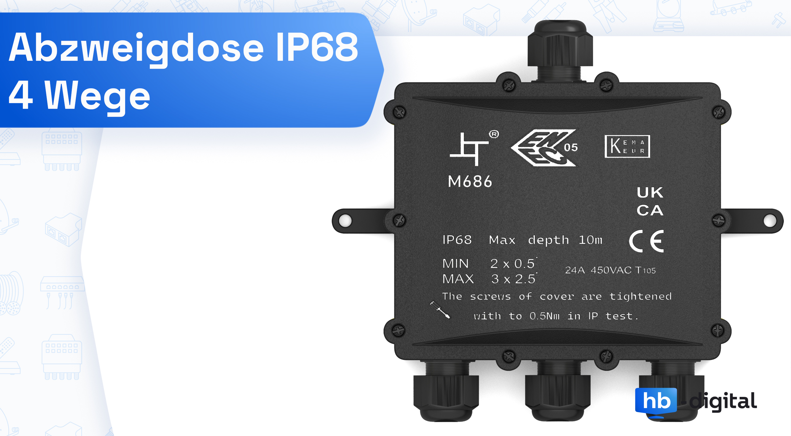 Verteilerdose 3 polig IP65 Wasserdicht Verteilerdose 3 polig IP65 Wasserdicht